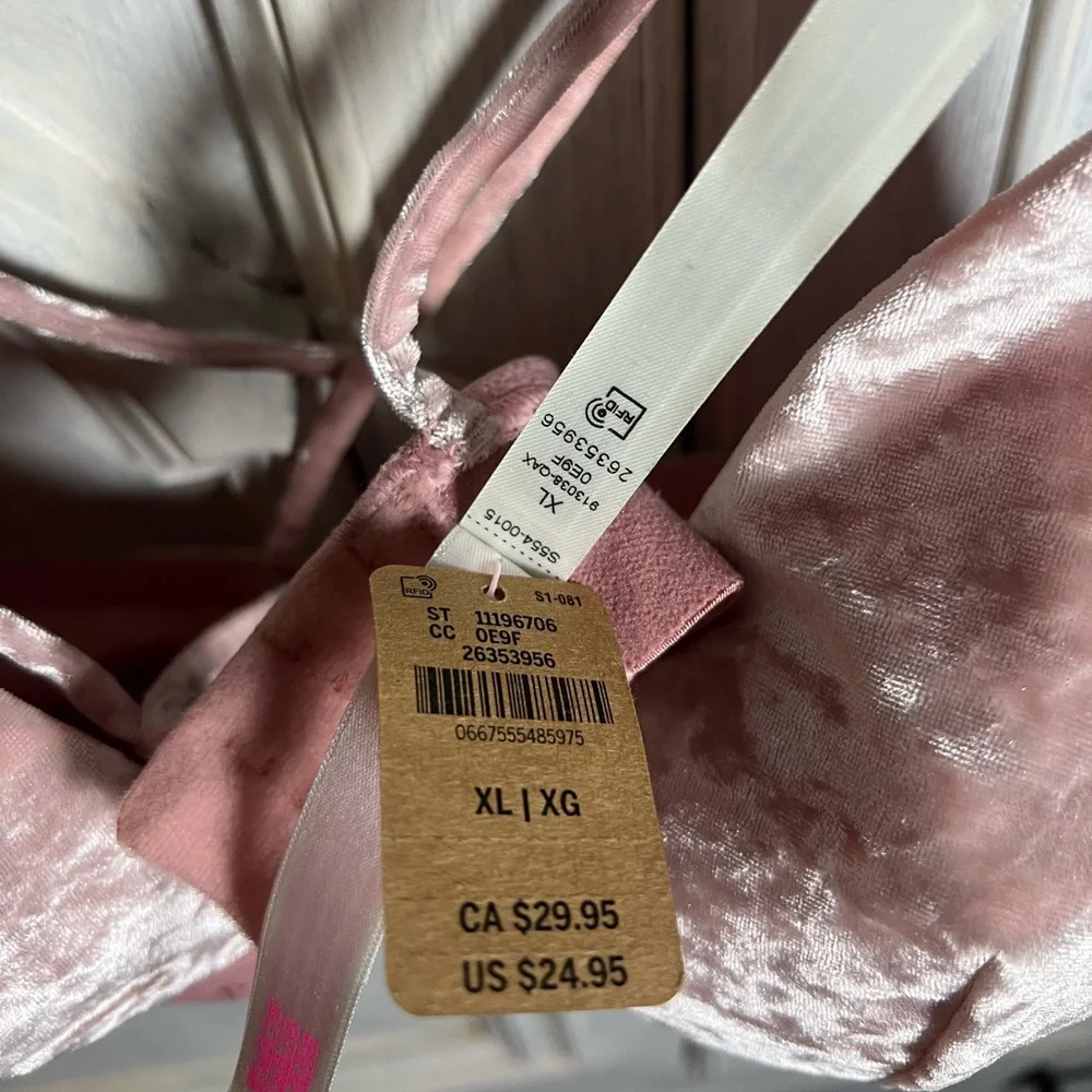 Victorias Secret PINK Crushed Velvet Dusty Pink‎ Bralette Lounge